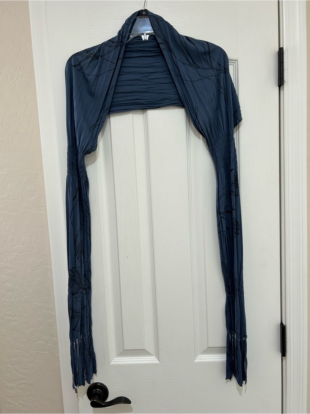 New York & Company Navy Blue Fringe Wrap